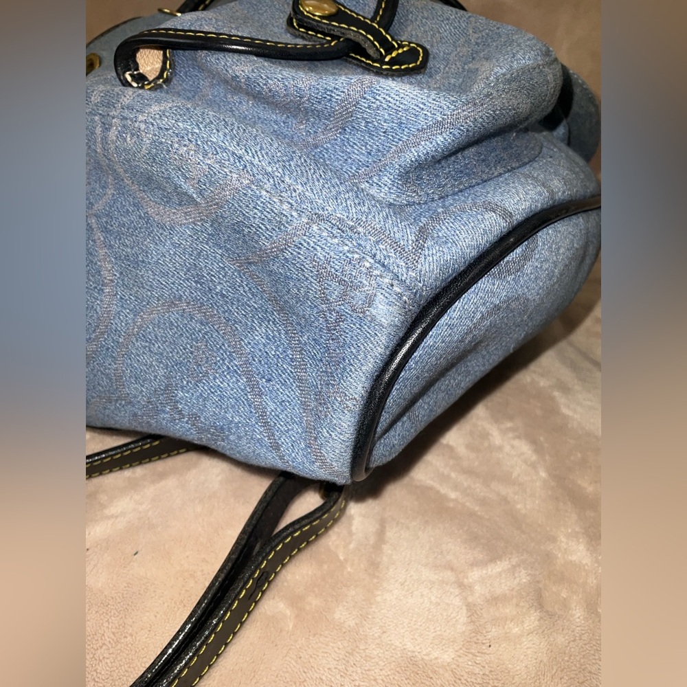 Dooney & Bourke Vintage Canyon Backpack in blue denim. 10.5”x 9.25”x 4” - Picture 15 of 16